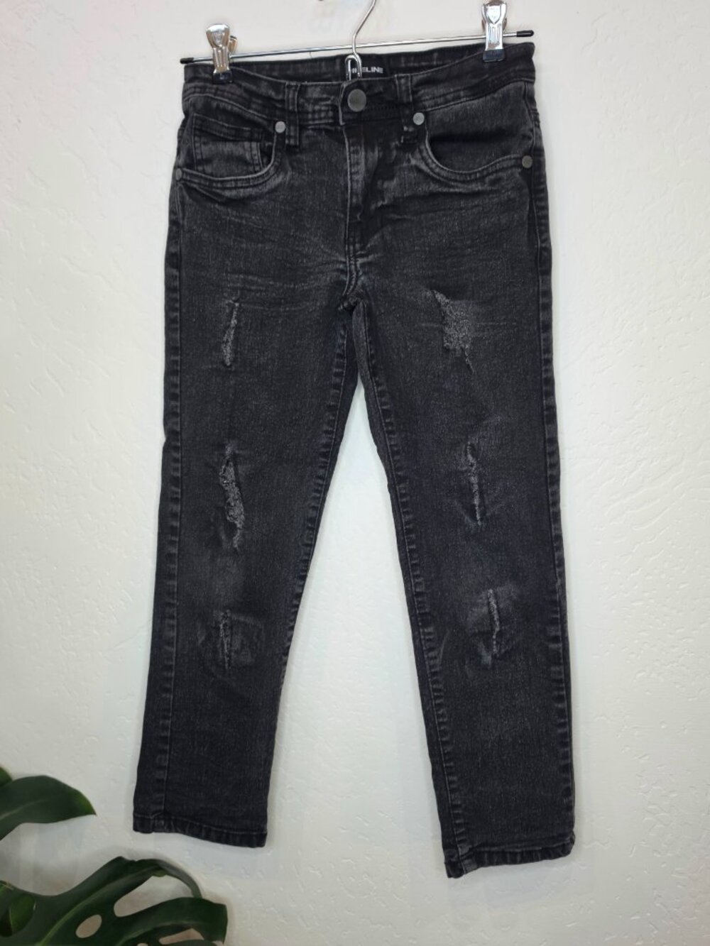 Pipeline Boys Distressed Skinny Jeans Black Washed Size 10